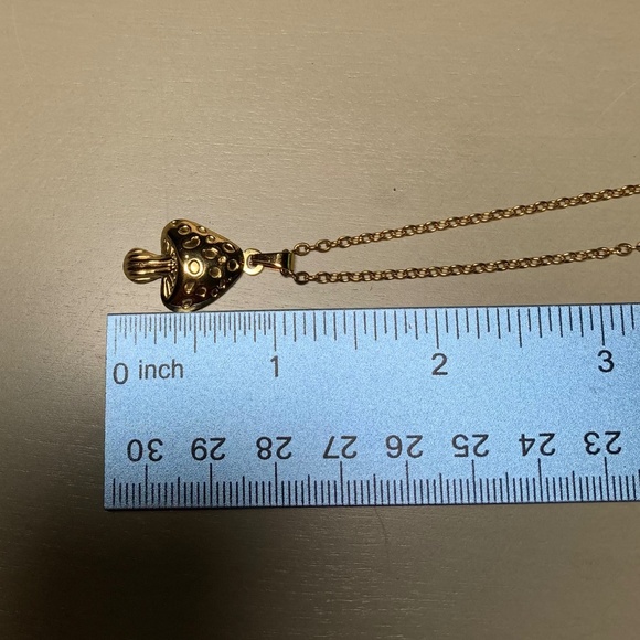 Whimsical Mushroom Pendant Necklace, 19” chain - Picture 9 of 10